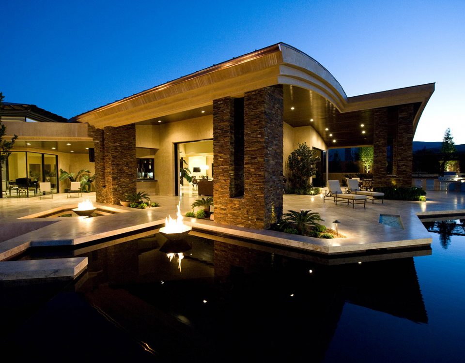 luxury custom home las vegas exterior backyard