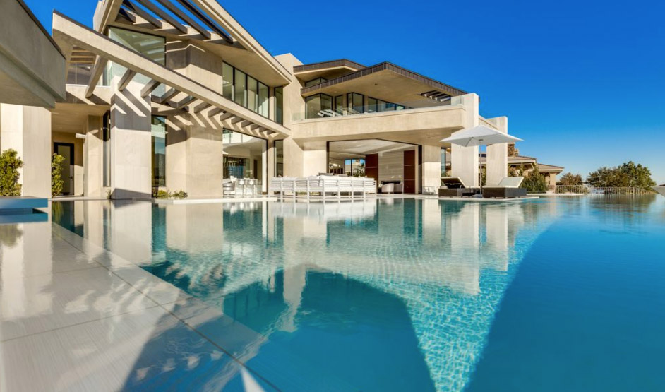 luxury custom home las vegas exterior backyard pool