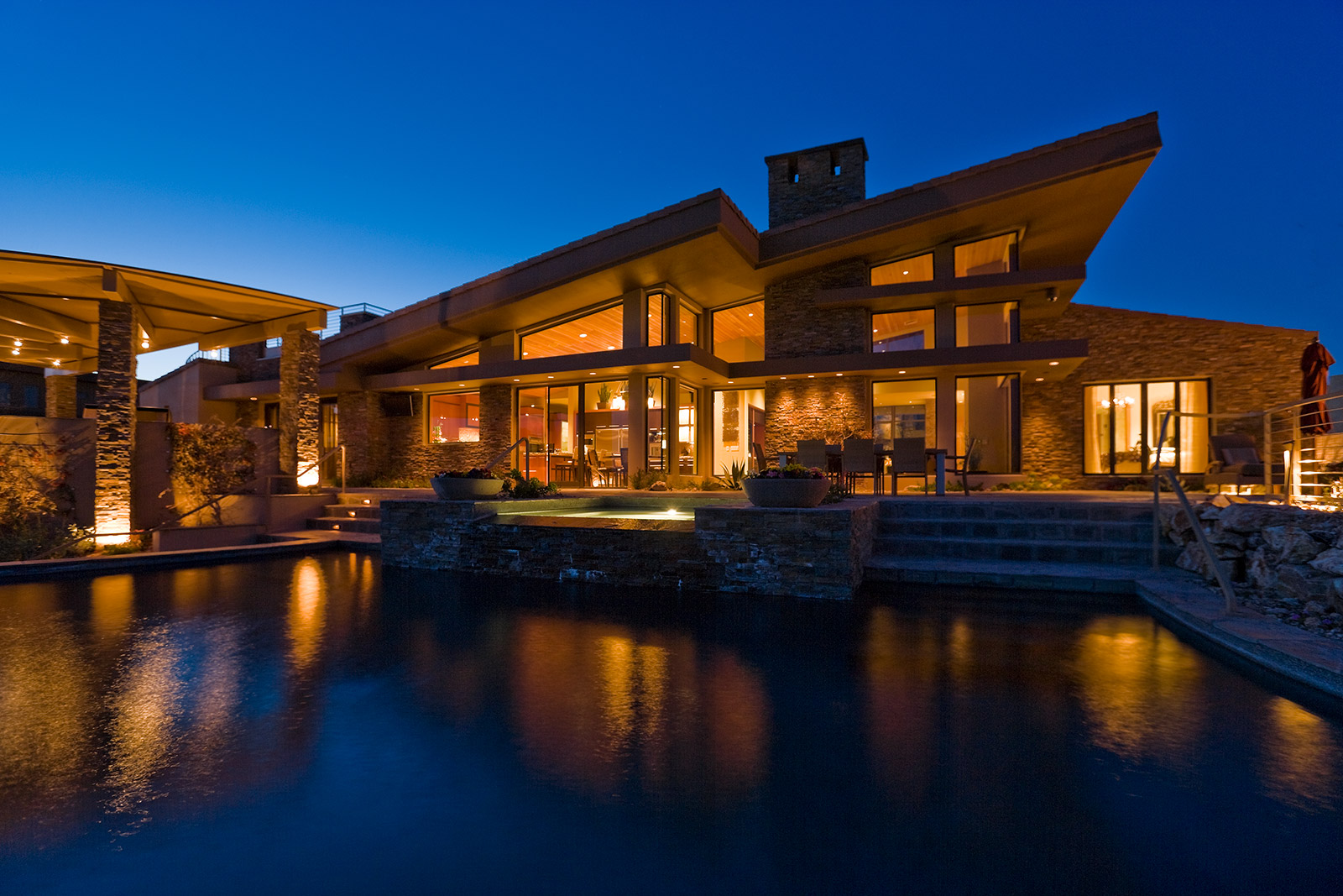 luxury custom home las vegas exterior backyard pool