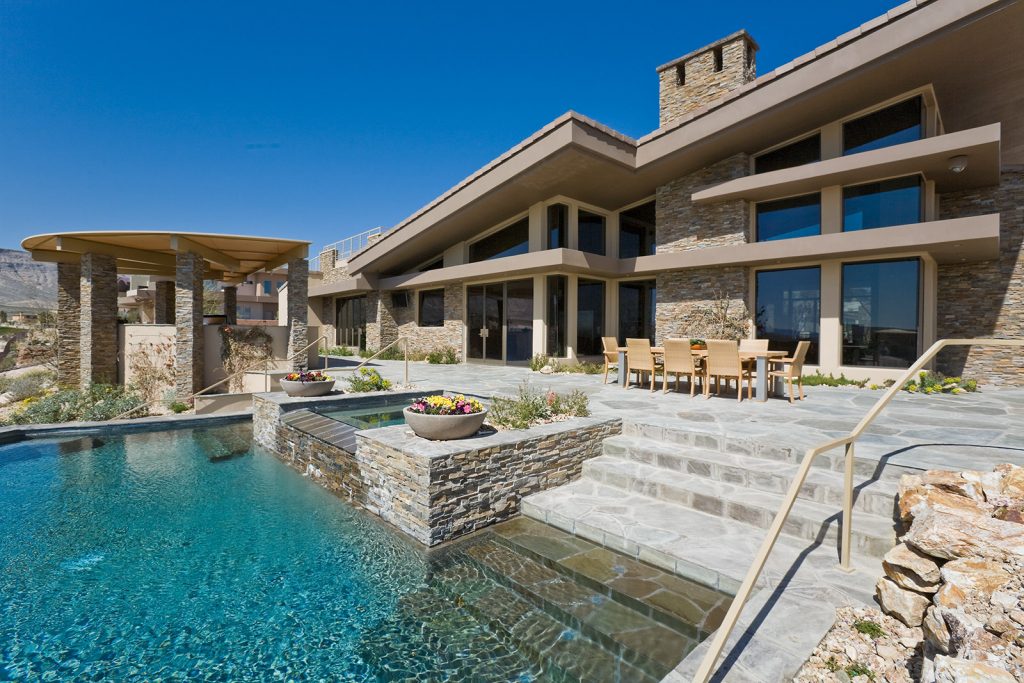 luxury custom home las vegas exterior backyard pool