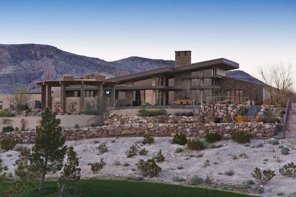 luxury custom home las vegas exterior backyard view