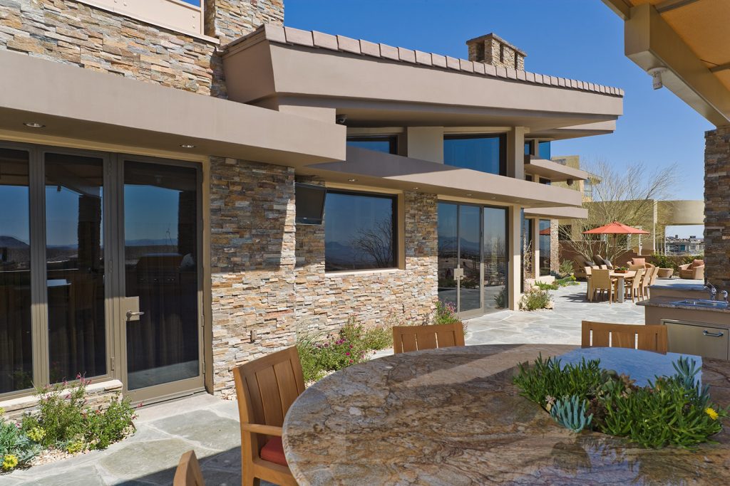 luxury custom home las vegas exterior dining table