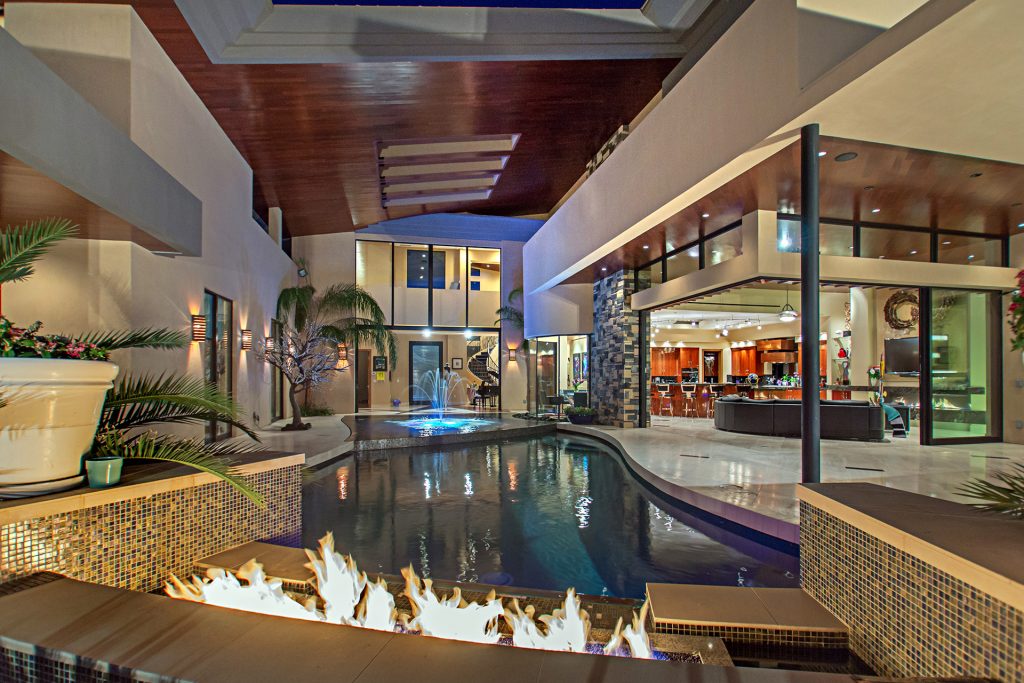 luxury custom home las vegas exterior backyard pool