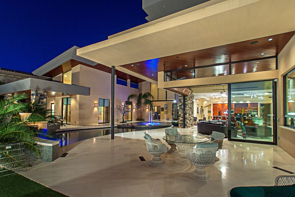 luxury custom home las vegas exterior backyard pool