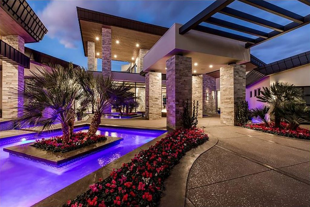 luxury custom home las vegas exterior entrance