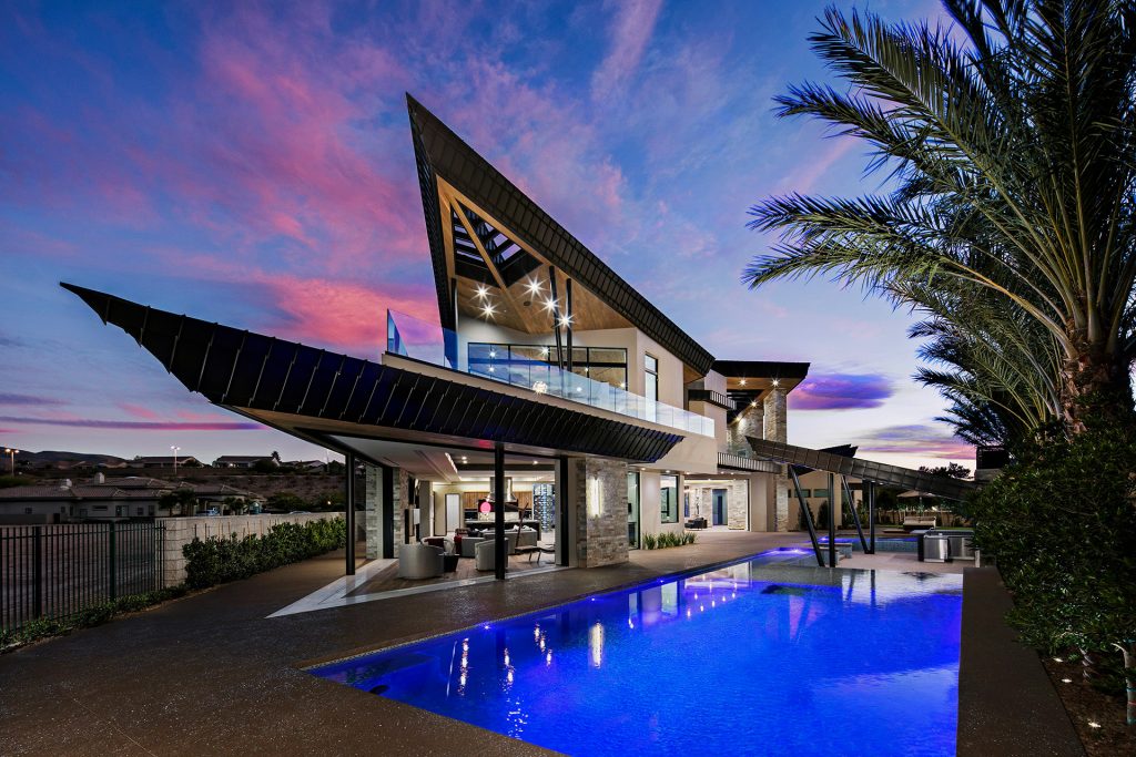 luxury custom home las vegas exterior backyard pool