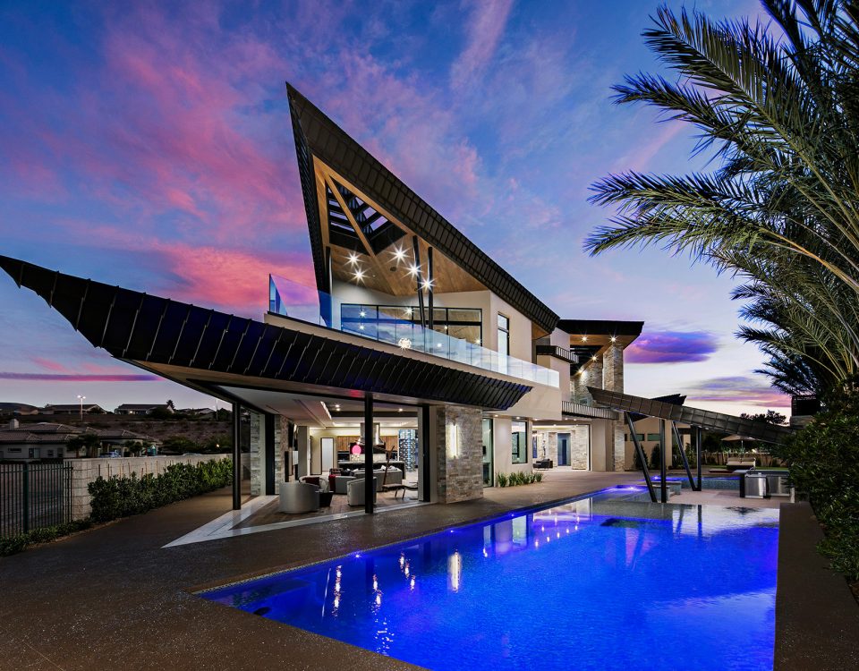 luxury custom home las vegas exterior backyard pool