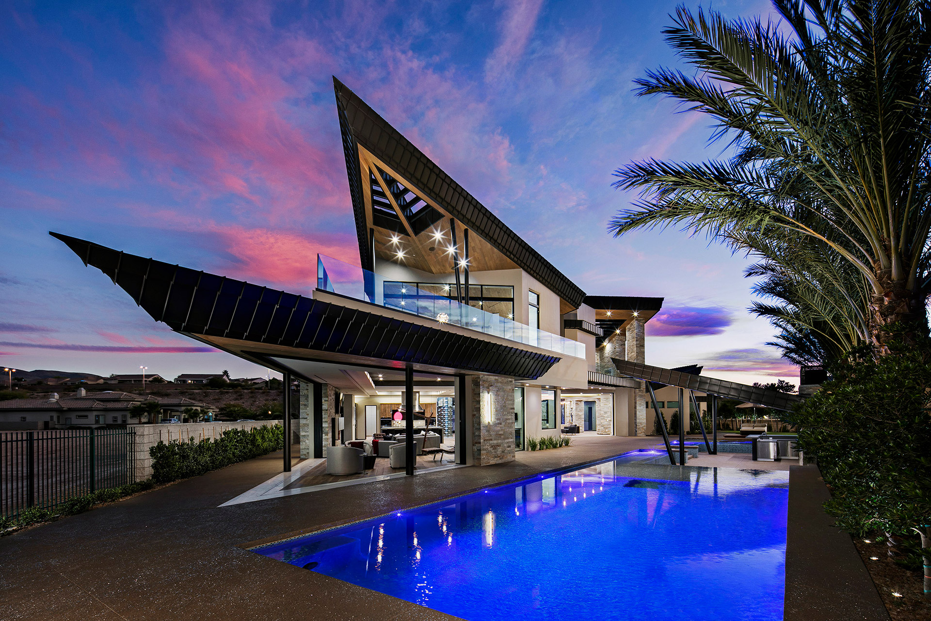 luxury custom home las vegas exterior backyard pool