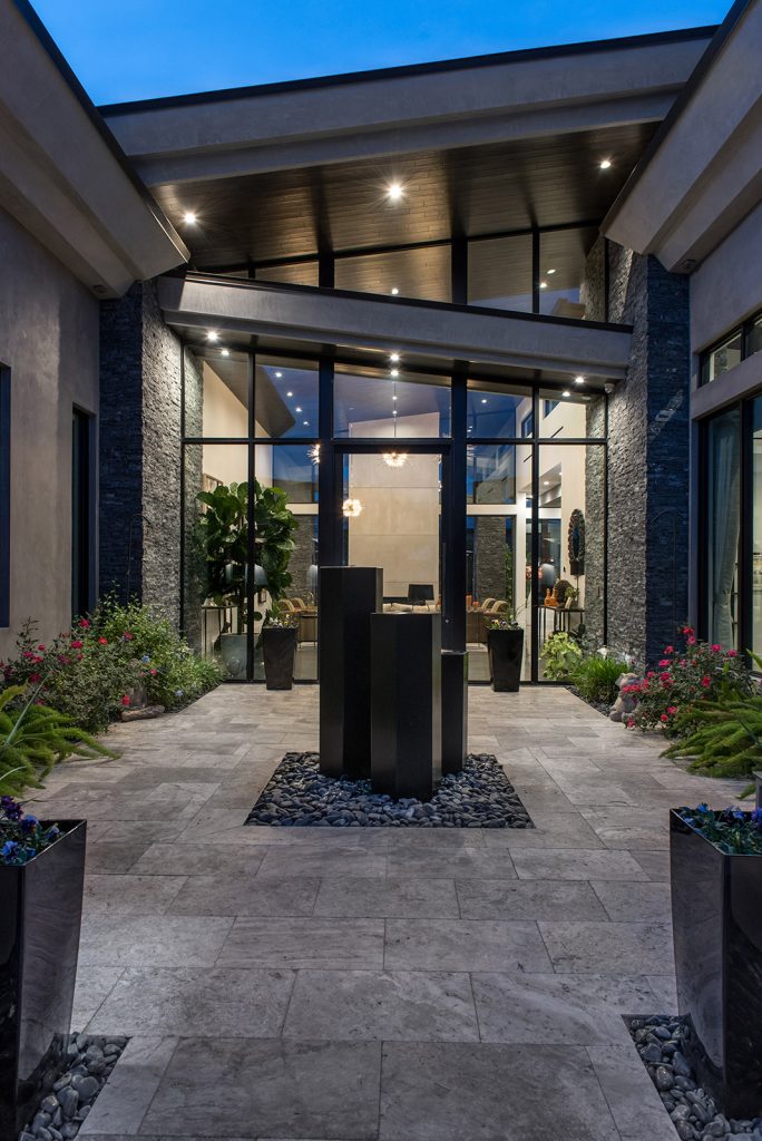 custom home las vegas exterior courtyard