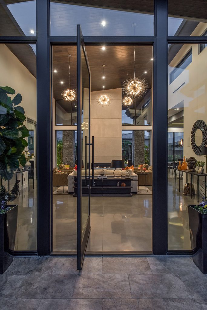 custom home las vegas exterior courtyard