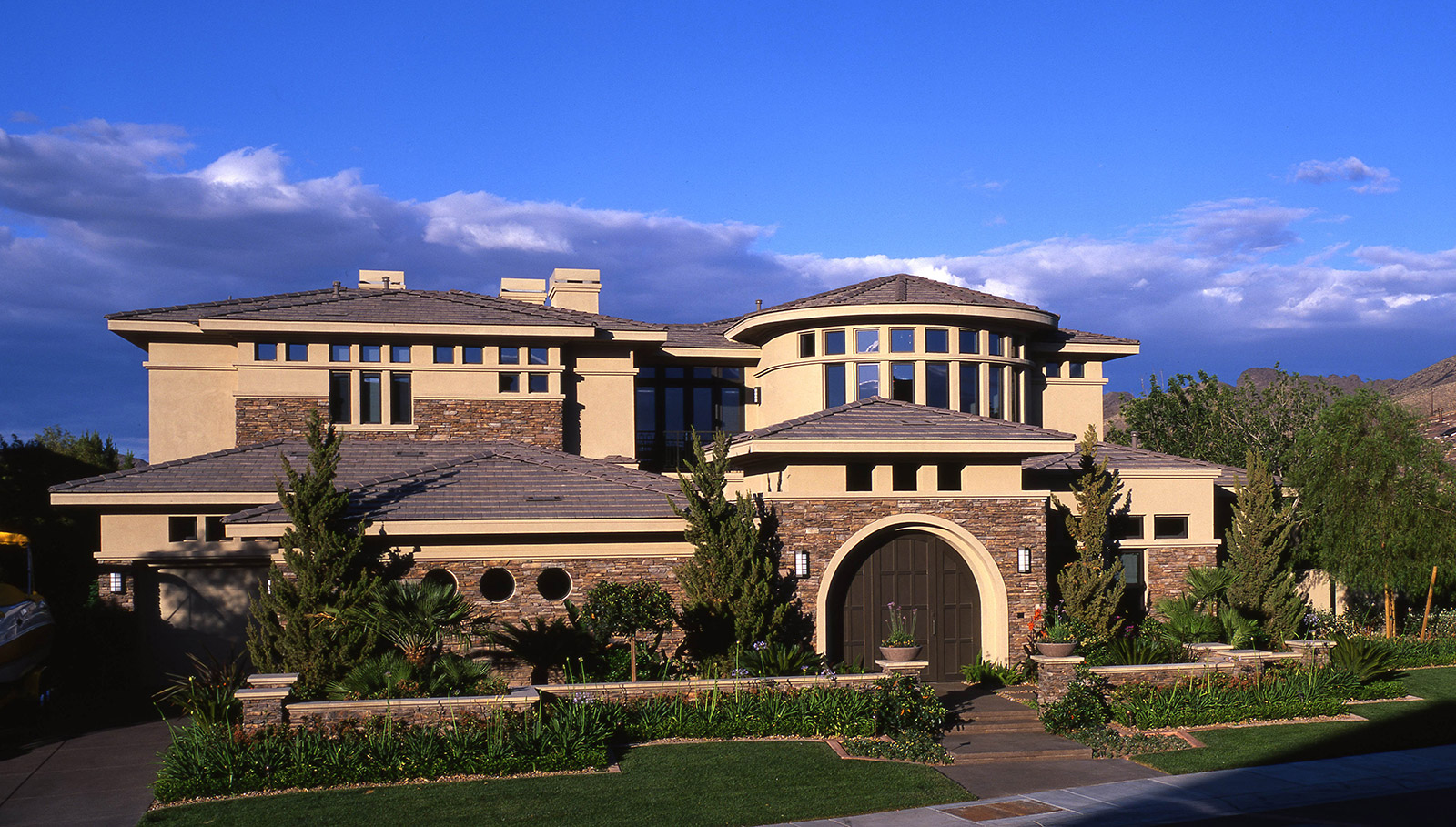 luxury custom home las vegas exterior front view