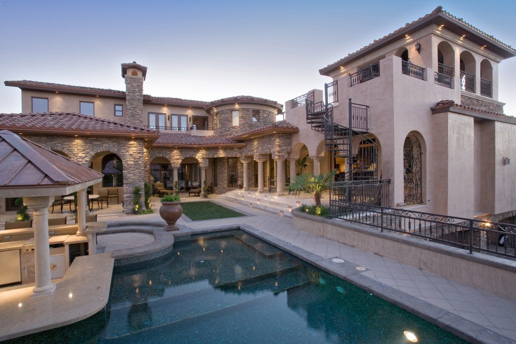 luxury custom home las vegas exterior backyard view