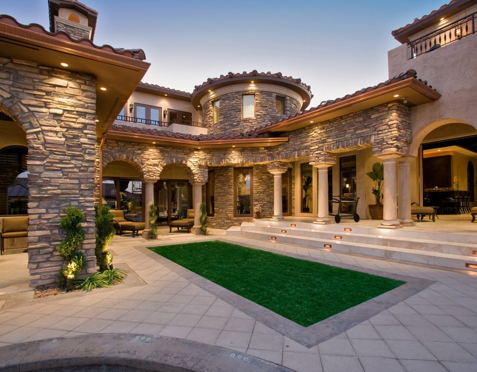 luxury custom home las vegas exterior backyard view
