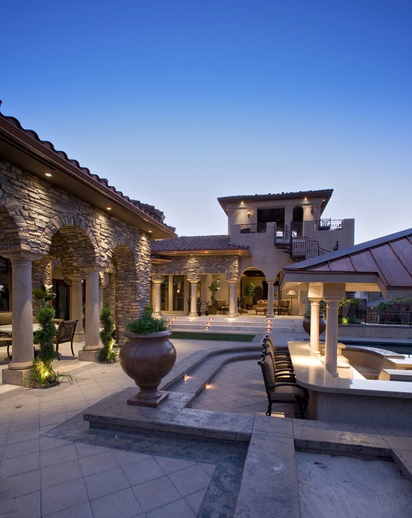 luxury custom home las vegas exterior backyard view