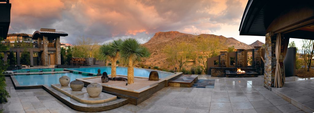 luxury custom home las vegas exterior backyard pool