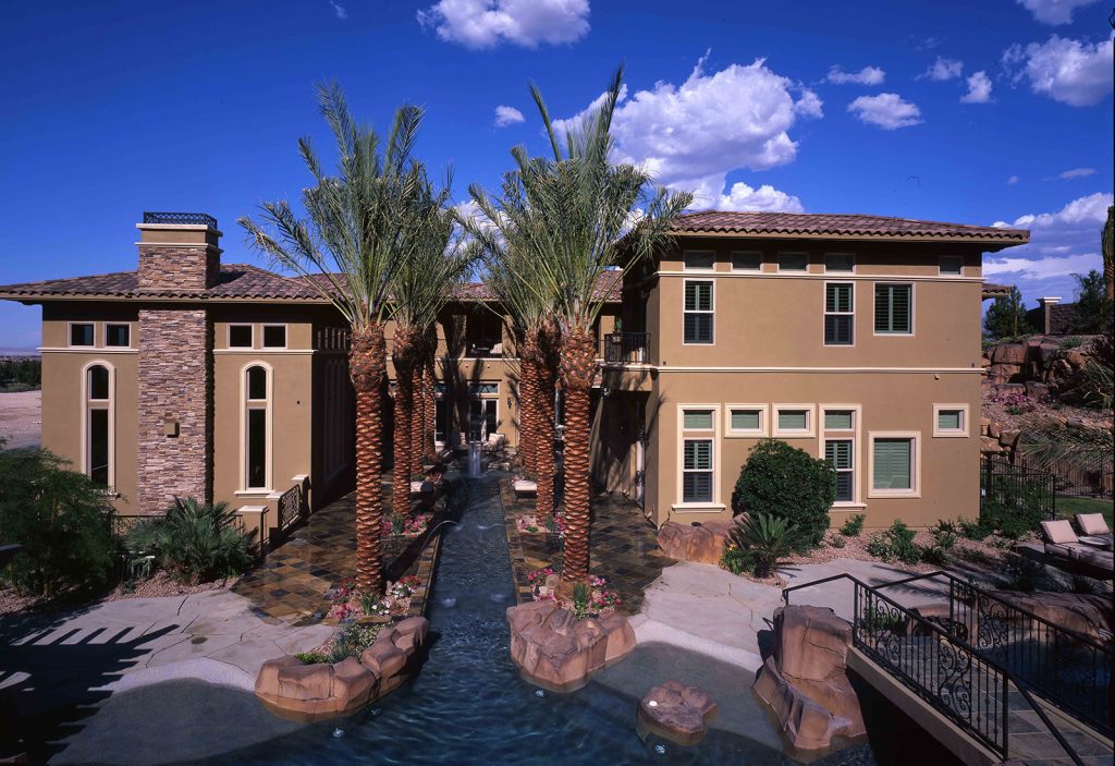 luxury custom home las vegas exterior backyard