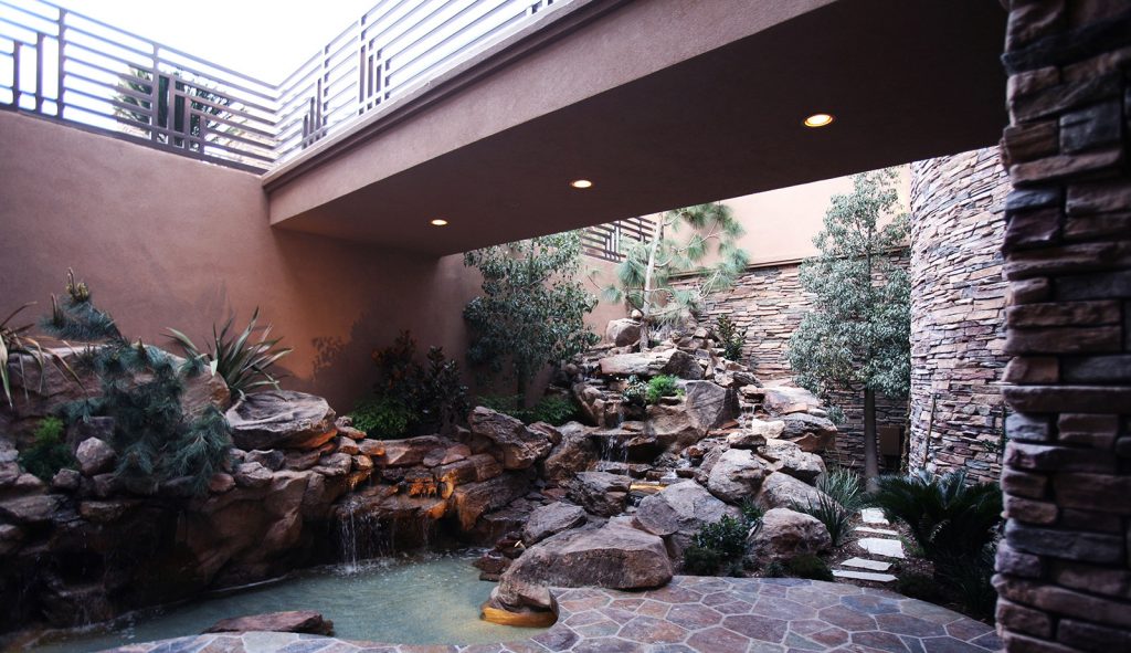 luxury custom home las vegas exterior pond