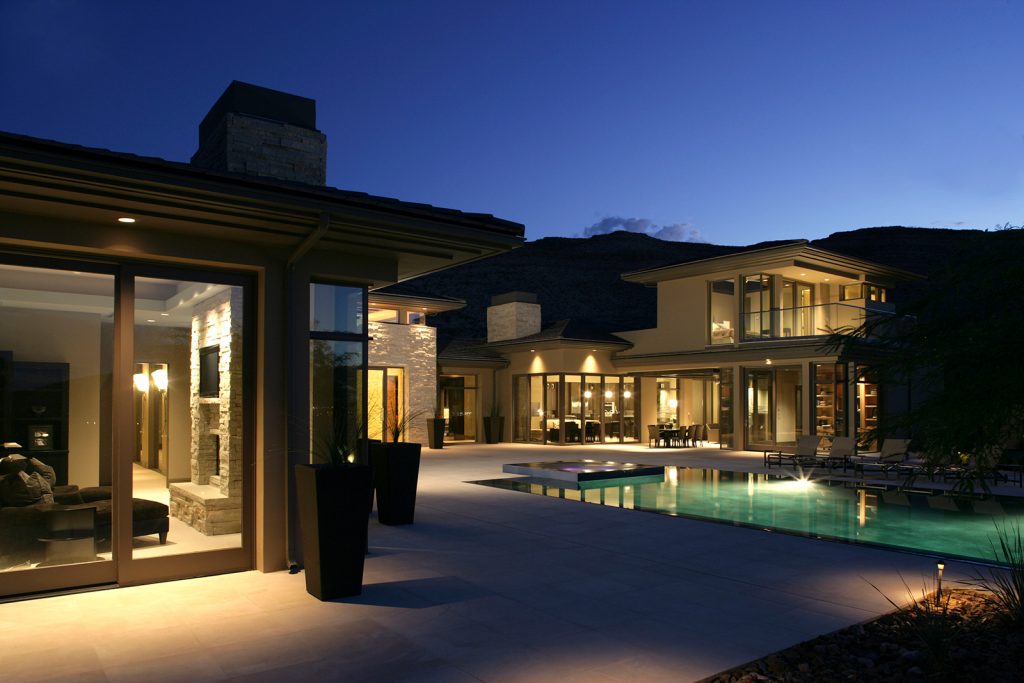 luxury custom home las vegas exterior backyard pool