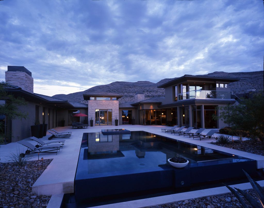 luxury custom home las vegas exterior backyard pool