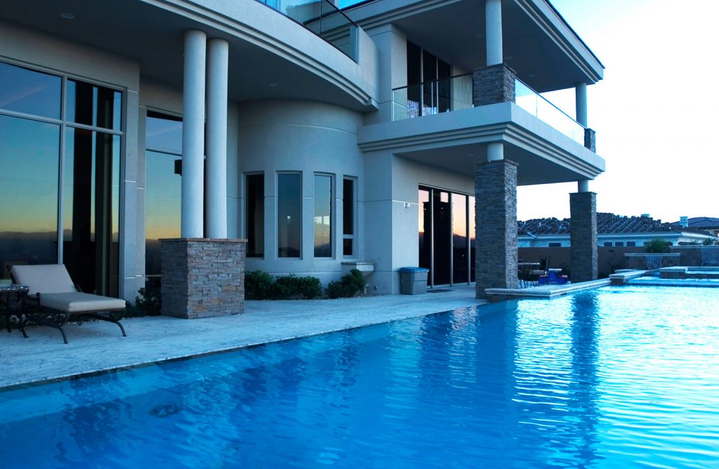 luxury custom home las vegas exterior backyard pool