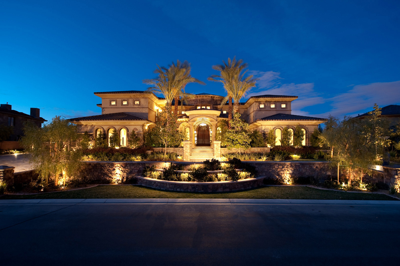 luxury custom home las vegas exterior entrance view