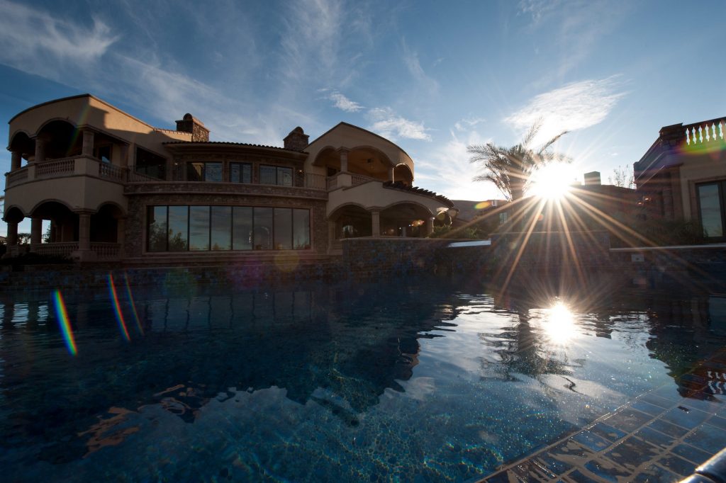 luxury custom home las vegas exterior backyard pool