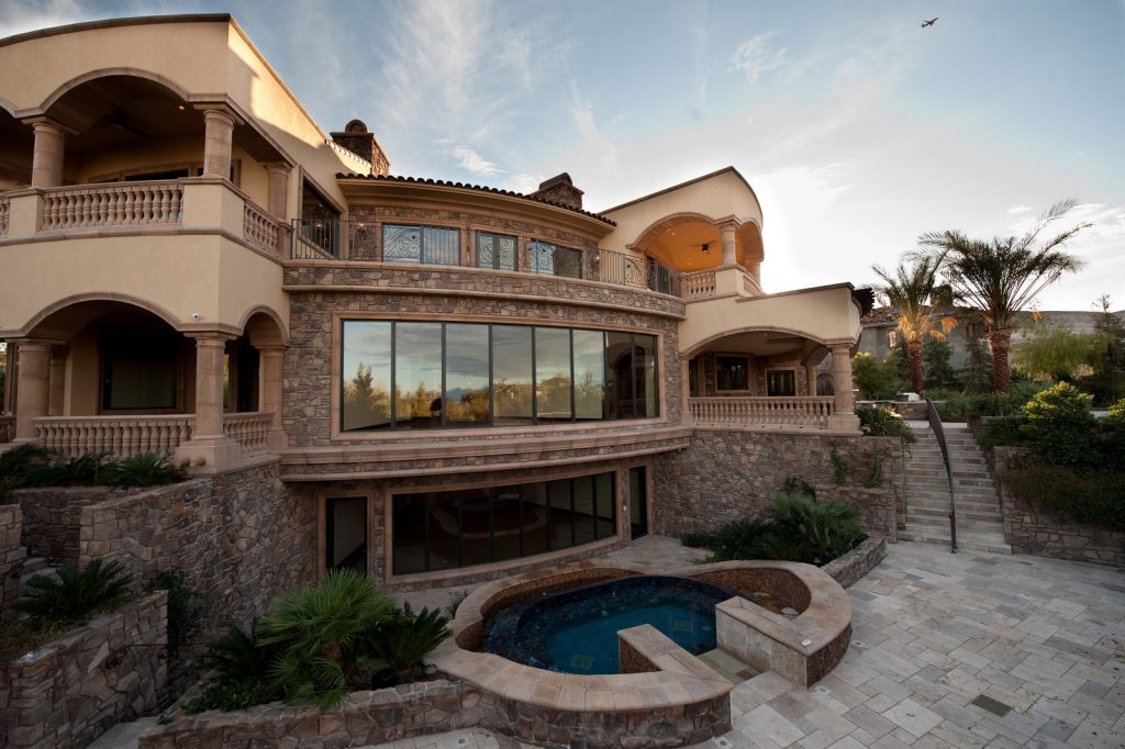luxury custom home las vegas exterior backyard pool