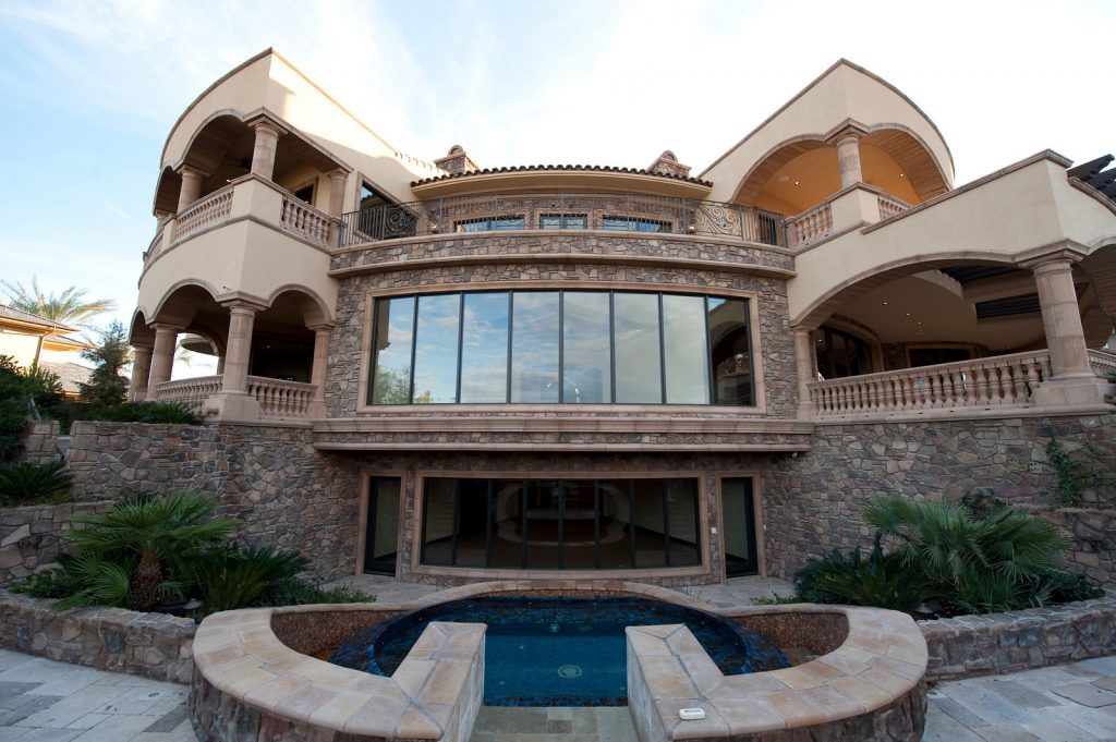 luxury custom home las vegas exterior backyard pool