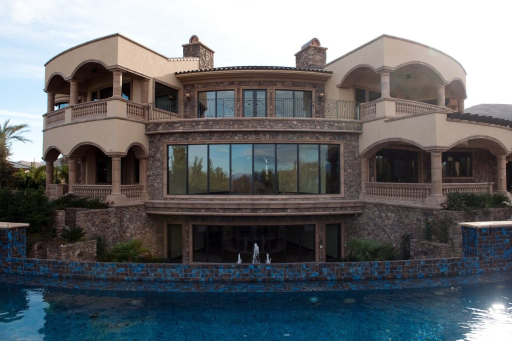 luxury custom home las vegas exterior backyard pool