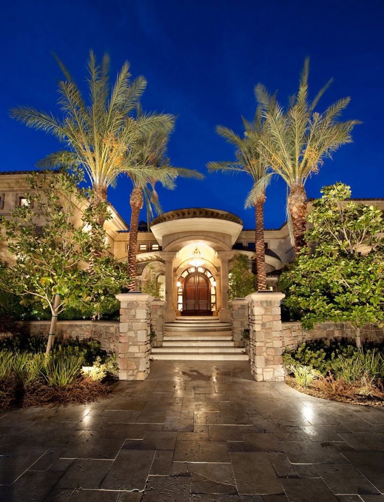 luxury custom home las vegas exterior entryway