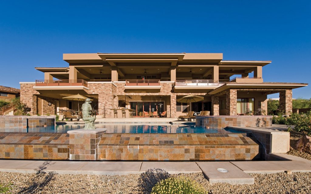 luxury custom home las vegas exterior backyard pool