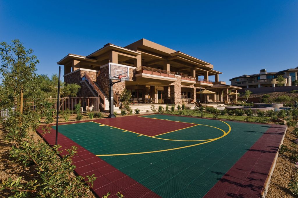 luxury custom home las vegas exterior basketball court
