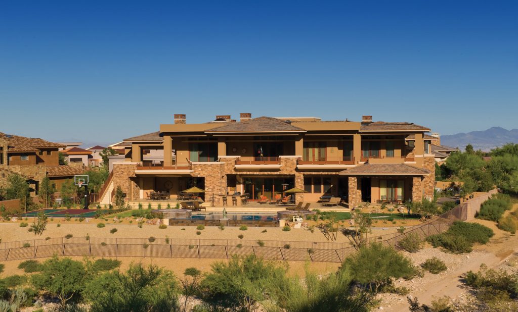 luxury custom home las vegas exterior backyard view