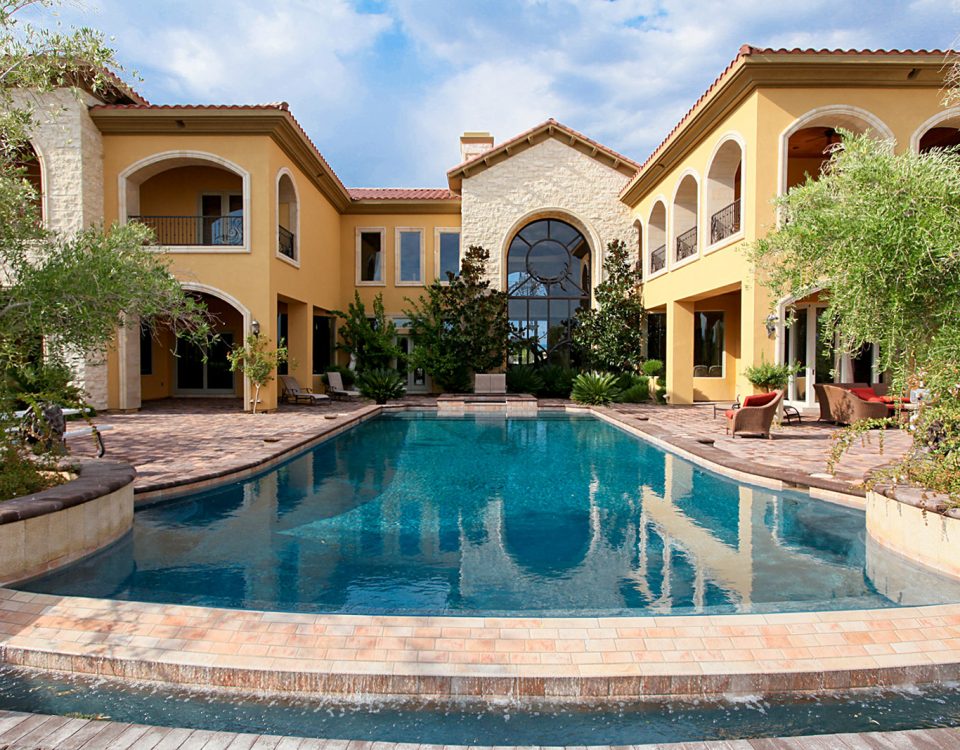 luxury custom home las vegas exterior backyard pool