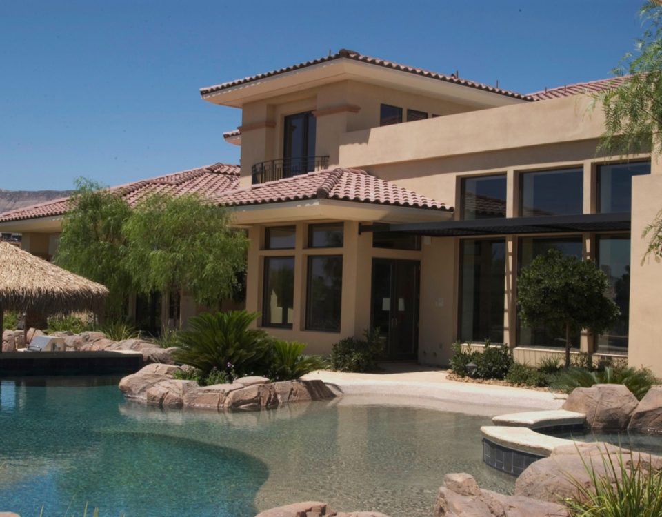 luxury custom home las vegas exterior backyard pool
