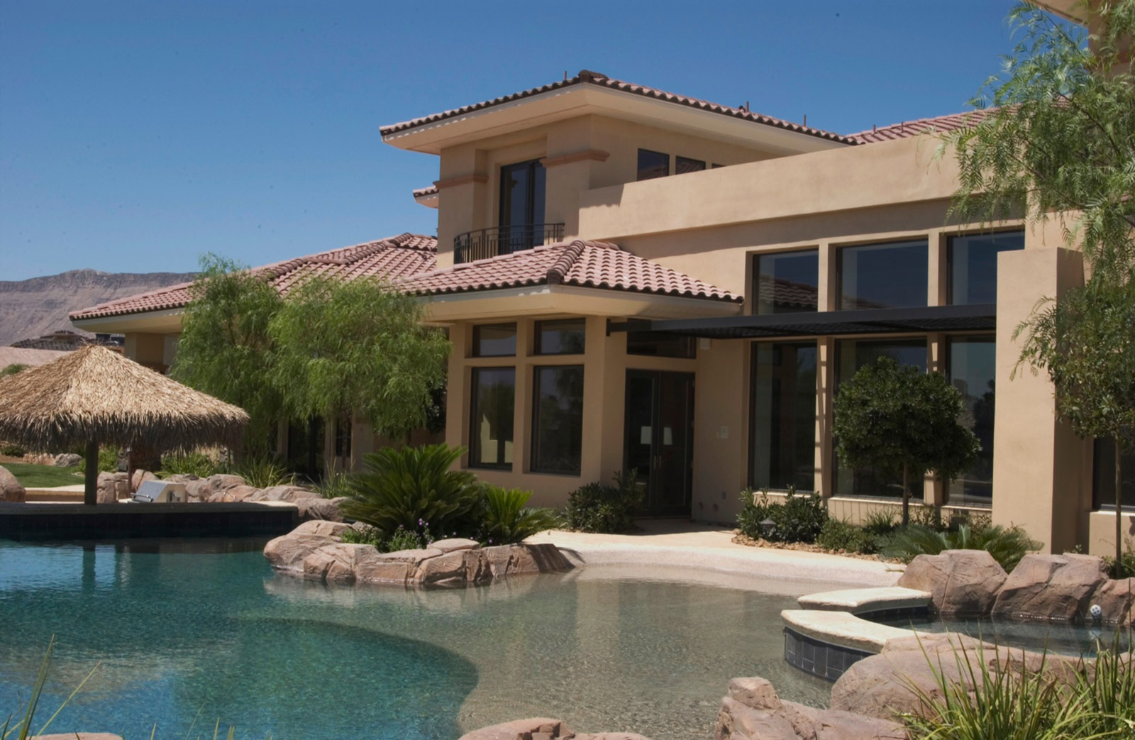 luxury custom home las vegas exterior backyard pool