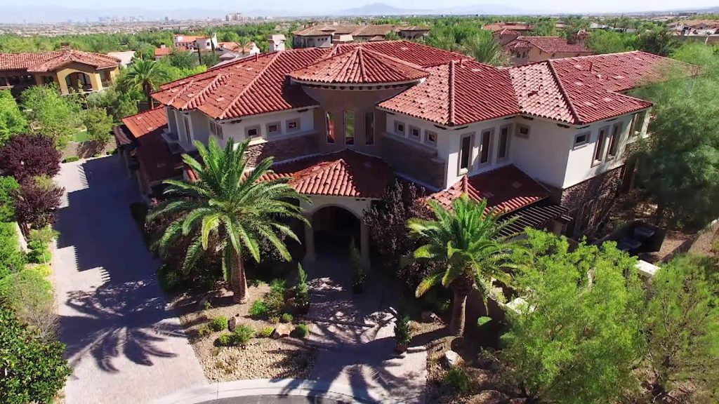 luxury custom home las vegas exterior aerial view
