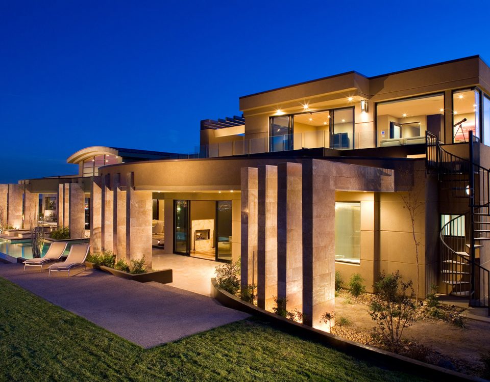 luxury custom home las vegas exterior backyard