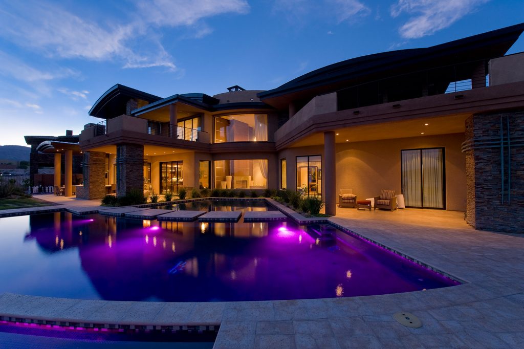 luxury custom home las vegas exterior backyard pool