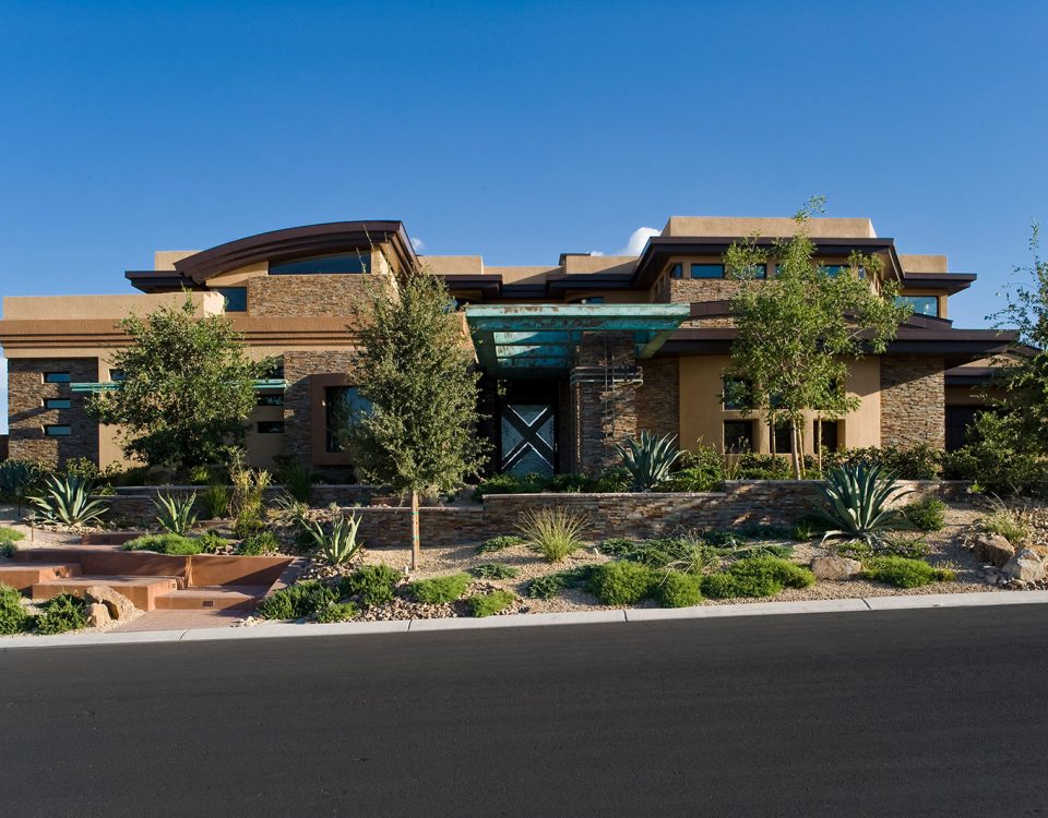 luxury custom home las vegas exterior entrance view