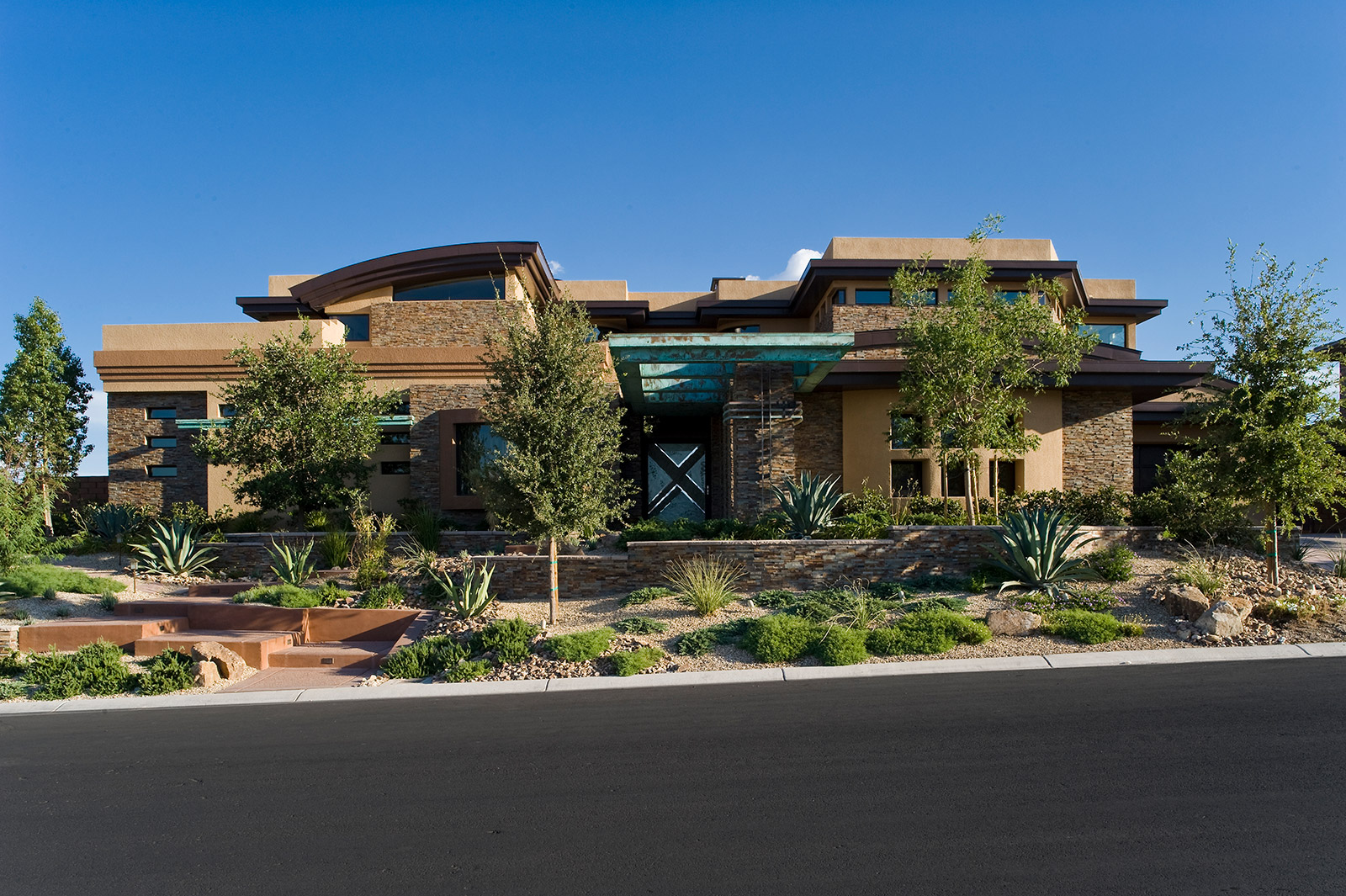 luxury custom home las vegas exterior entrance view