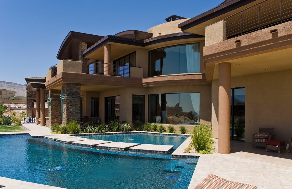 luxury custom home las vegas exterior backyard pool