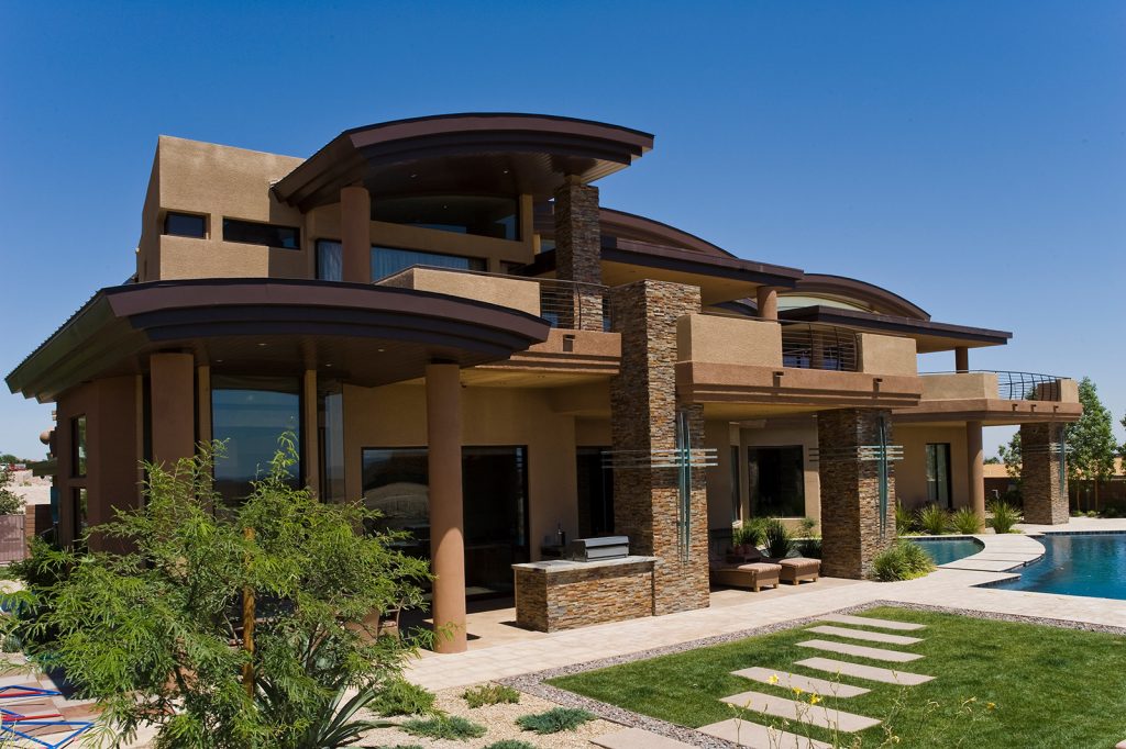 luxury custom home las vegas exterior backyard view