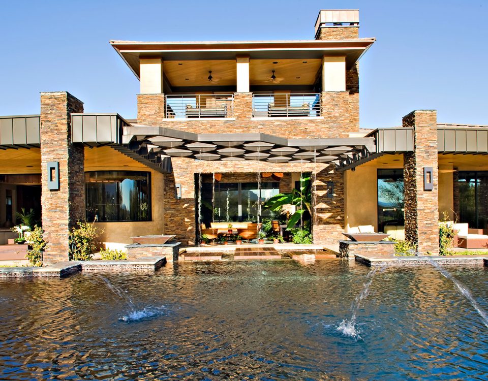 luxury custom home las vegas exterior backyard