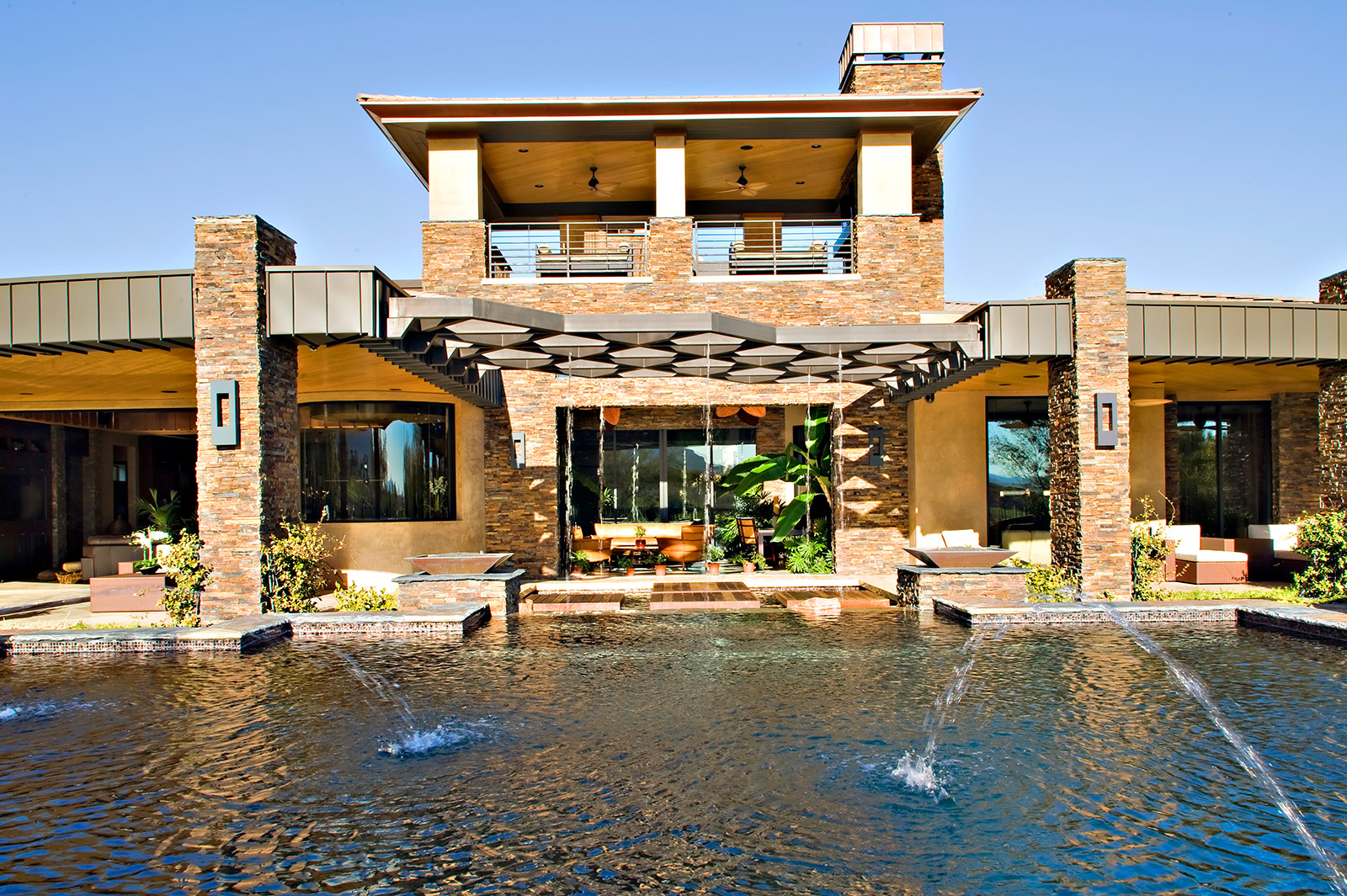 luxury custom home las vegas exterior backyard