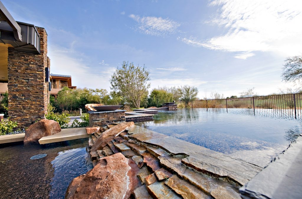 luxury custom home las vegas exterior backyard view