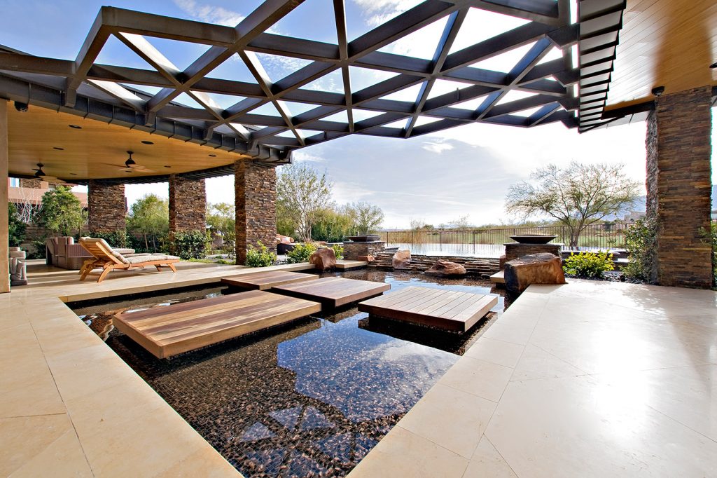 luxury custom home las vegas exterior backyard