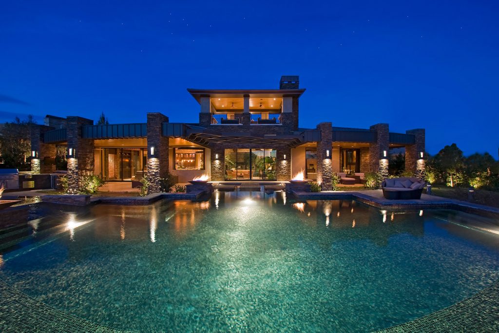 luxury custom home las vegas exterior backyard pool
