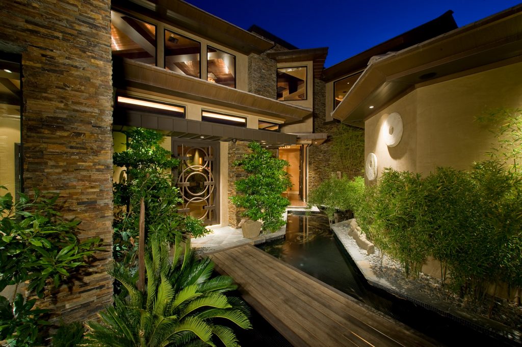 luxury custom home las vegas exterior entryway