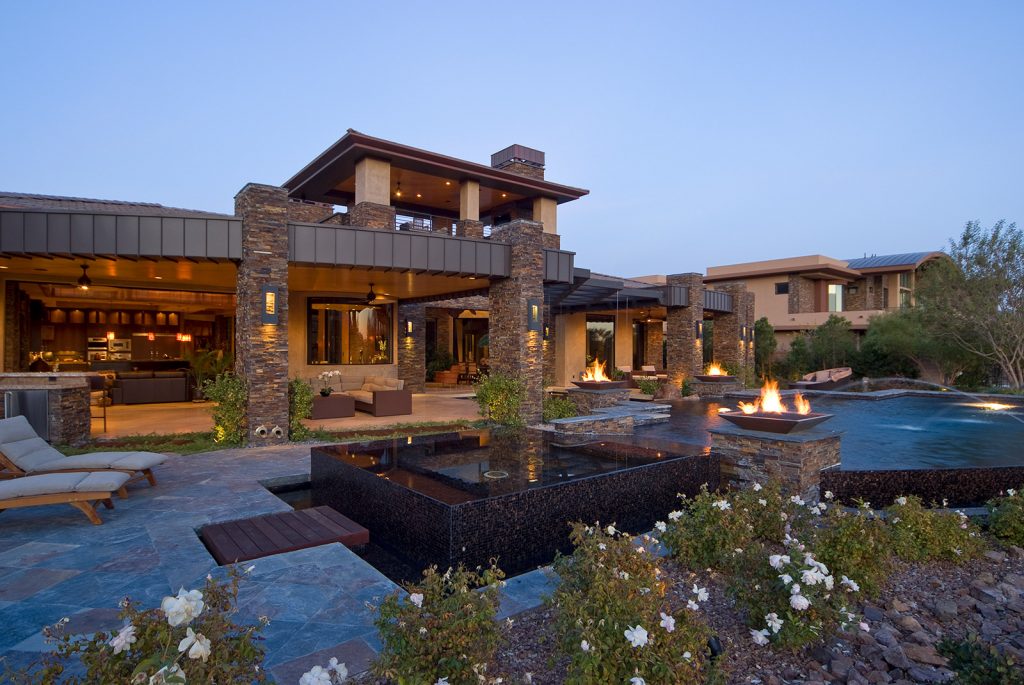 luxury custom home las vegas exterior backyard view